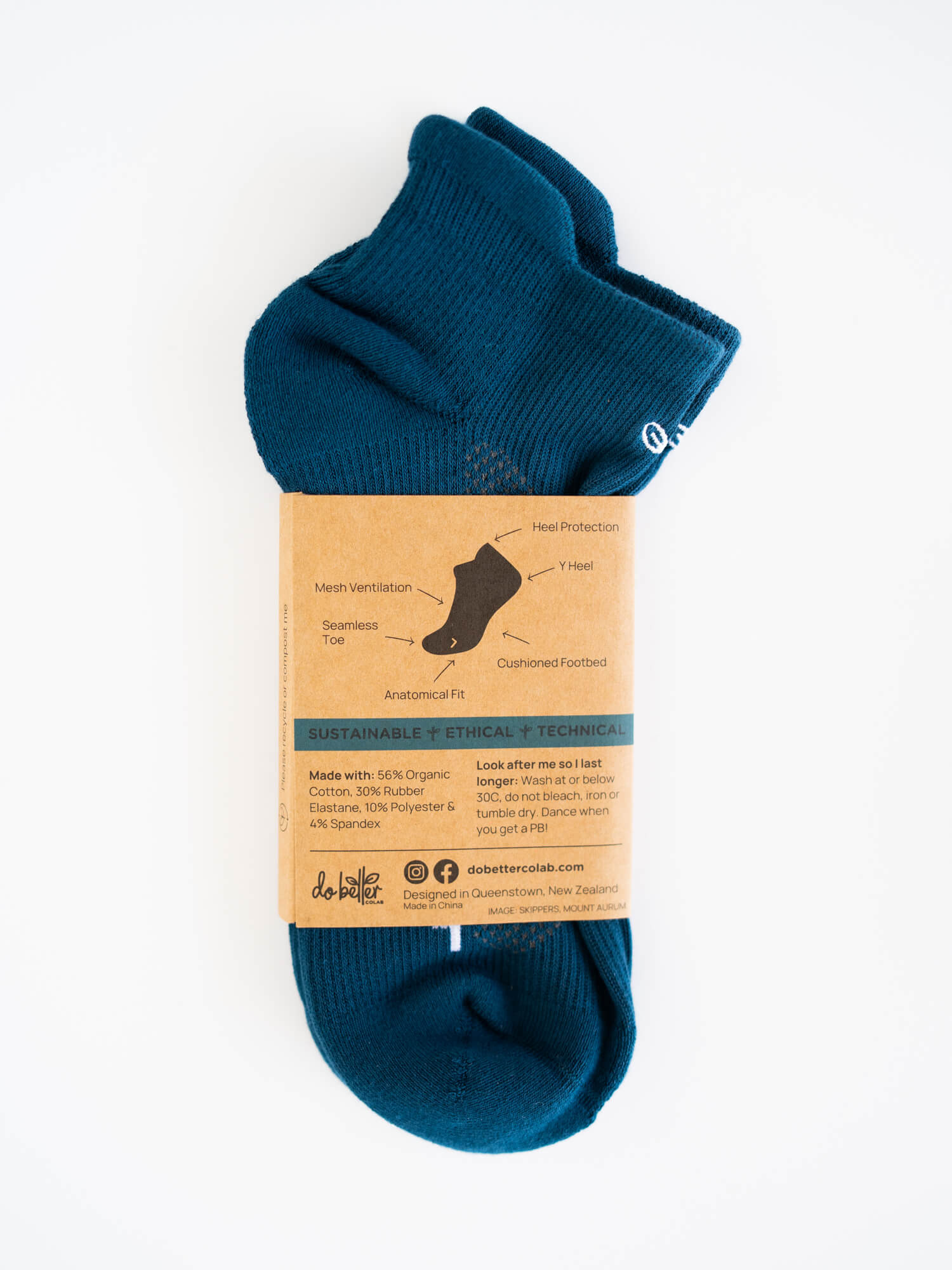 Organic Cotton Ankle Sock - Cobalt - Do Better Colab