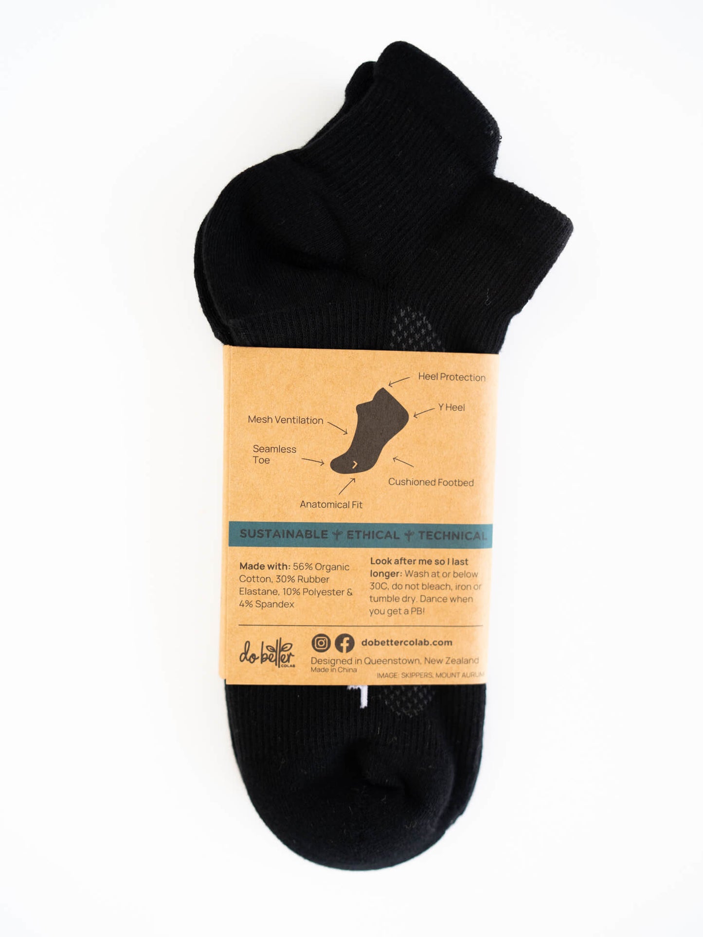 Organic Cotton Ankle Sock - Ebony - Do Better Colab