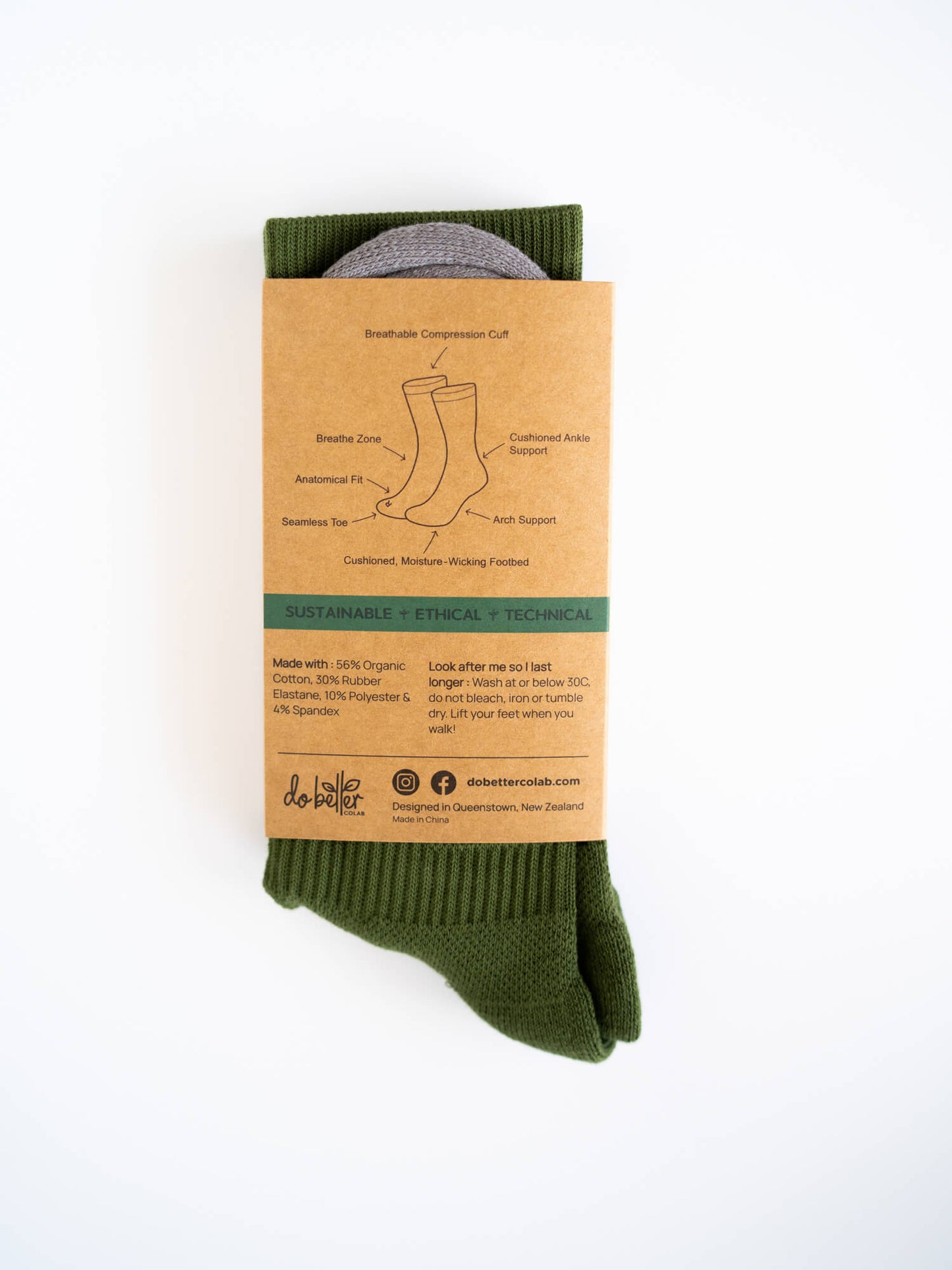 Organic Cotton Luxe Crew Sock - Forest - Do Better Colab